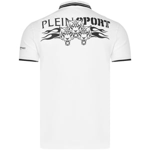 Plein Sport Poloshirt Met Dubbele Kraag En Tijgerprint Op De Achterkant, Wit