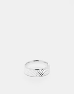 Jack & Jones silverpläterad ring med horisontell präglad design