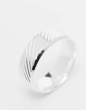 Jack & Jones silverpläterad ring med horisontell präglad design