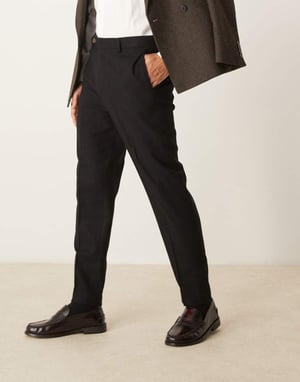 ASOS DESIGN smart tapered fit ullblandning byxor i svart