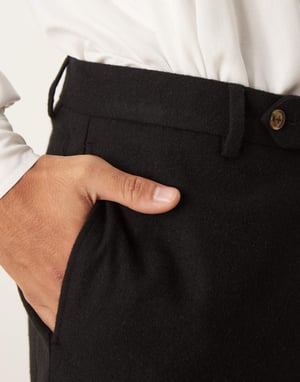 ASOS DESIGN smart tapered fit ullblandning byxor i svart