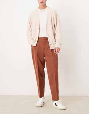 ASOS DESIGN smart oversized tapered byxor med frontveck i rost