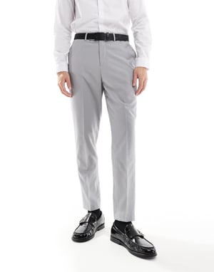ASOS DESIGN smart tapered passformbyxor i ljusgrå