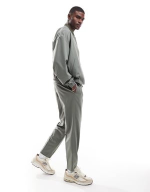 ASOS DESIGN smart co-ord byxor med tapered passform i ljusgrått