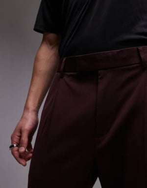 Topman premium tapered kostymbyxa i röd