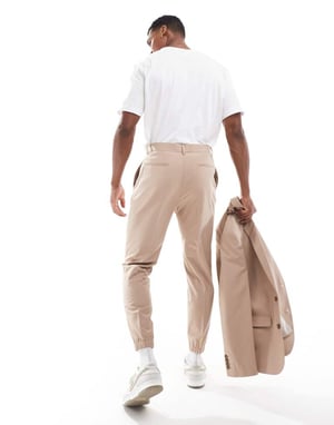 ASOS DESIGN tapered kostym joggers i beige