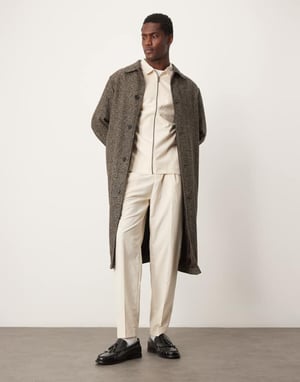ASOS DESIGN smart samordnade tapered byxor i krämfärgat med elastisk midja