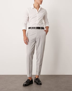 ASOS DESIGN smart tapered byxor i ljusgrå