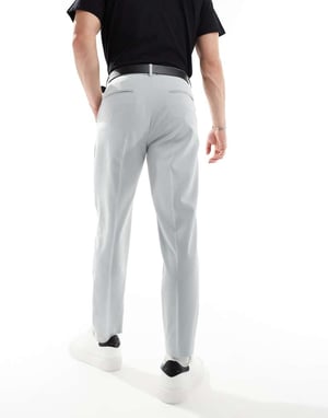 ASOS DESIGN smart tapered fit byxor med uppvikt fåll i ljusgrå