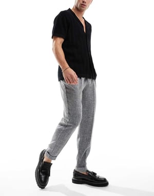 ASOS DESIGN smart tapered fit texturerade chinos i ljusgrått