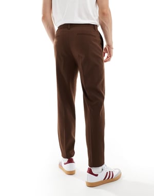 ASOS DESIGN smart tapered joggingbyxor i brunt