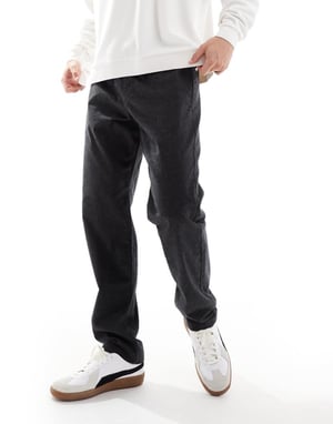 Jack & Jones tapered fit smartbyxor med dragsko i midjan i mörkgrått