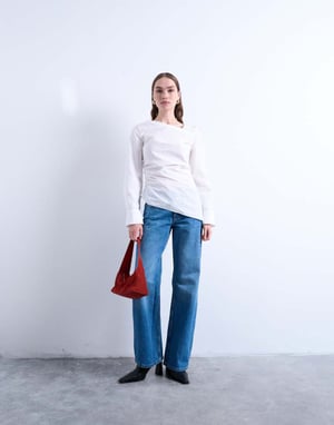 Topshop Ember låg midja rakben jeans i vintage blå