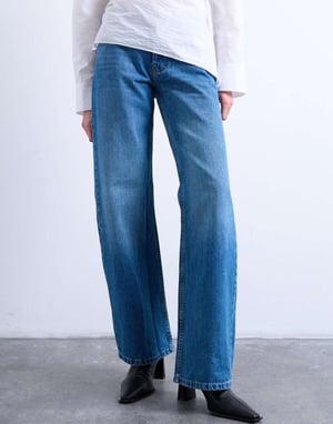 Topshop Ember låg midja rakben jeans i vintage blå