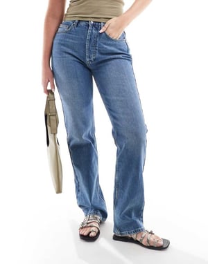 Topshop Hourglass Ember låg midja vid ben jeans i midblå