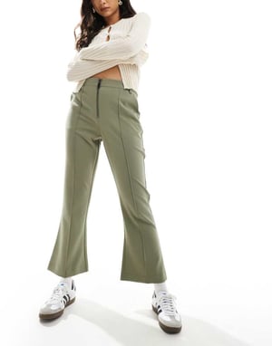 ASOS DESIGN zip-front kick flare skräddarsydda byxor i grön
