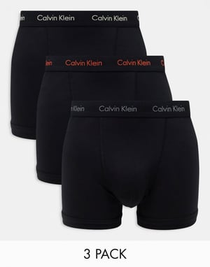 Calvin Klein bomullsstrumpor med stretch 3-pack i svart med färgad logotyp