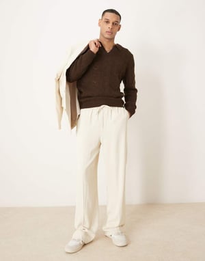 ASOS DESIGN vida byx kostymbyxa i ljus ecru