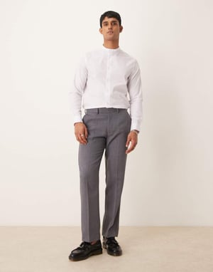 ASOS DESIGN smart ullblandning raka byxor i ljusgrå twill
