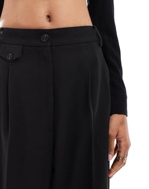 ASOS DESIGN Lång knapprad rak ben skräddarsydd byxa i svart