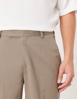 ASOS DESIGN smart raka herringbone-byxor i ljusbrun