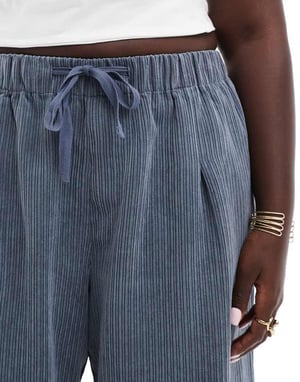 ASOS DESIGN Curve kord badkjol med vida ben i blått