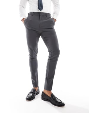 ASOS DESIGN super slim kostymbyxor i grått