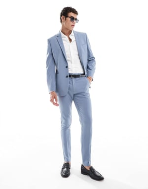 ASOS DESIGN smala kostymbyxor i blått