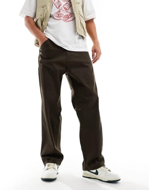Jack & Jones löst sittande arbetsbyxa i chinos i chokladbrun