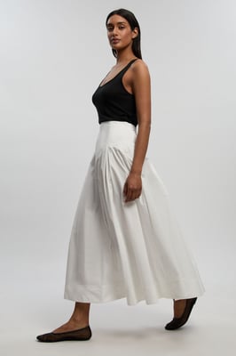 Cotton Woven Prom Skirt With Dropped Waist Detail