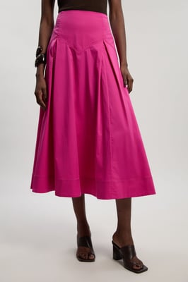 Cotton Woven Prom Skirt With Dropped Waist Detail