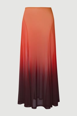 Ombre Sunset Mesh Godet Maxi Skirt