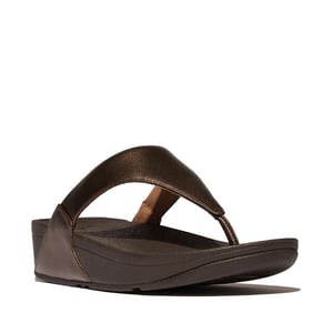 FitFlop Fitflop™ lulu leather teenslippers – metallic bruin leren comfort slippers