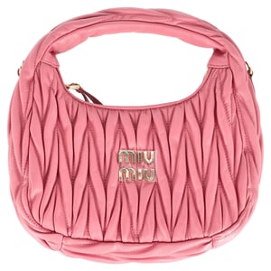 Miu Miu Wander Matelassé Hobo Bag in Pink Lambskin Leather