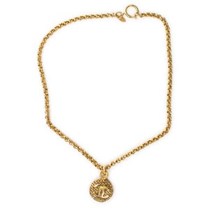 CC Quilted Round Pendant ChainNecklace  Ketting