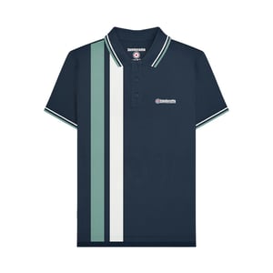 Lambretta Mens Vertical Stripe Polo Shirt (Navy/Smoke Blue)