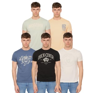Duck and Cover Haltecks T-shirt för herrar (Förpackning med 5 st) (Flerfärgad)