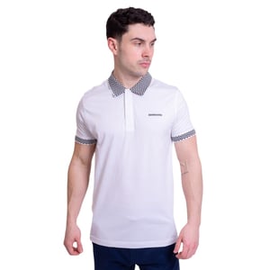Lambretta Heren Twee Kleur Badge Polo Shirt (Wit)