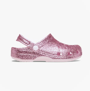 Crocs Classic Chunky Glitter Girls Clogs Sandals Pink Milk