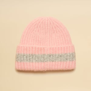 Joules Popley Stripe Womens Beanie Pink/grey