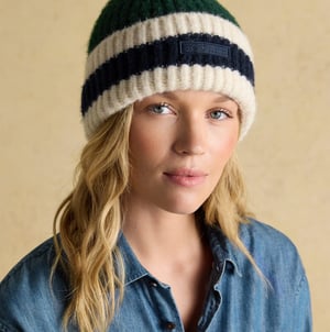 Joules Popley Stripe Womens Beanie Green/blue