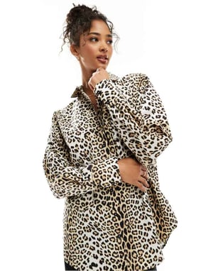 ASOS DESIGN oversized skjorta i leopardmönster