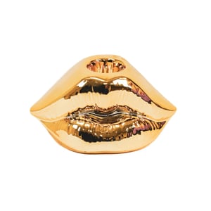 House Vitamin Candle holder lip ceramic gold 10,5x6,5x5,5cm