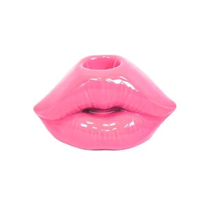 House Vitamin Candle holder lip ceramic neon pink 10,5x6,5x5,5cm