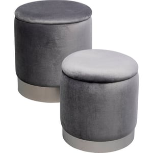 Kare Design Poef cherry storage grey silver (2/set)