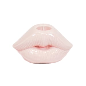 House Vitamin Candle holder lip ceramic light pink 10,5x6,5x5,5cm