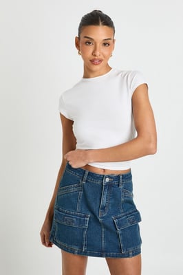 Cargo Denim Mini Skirt