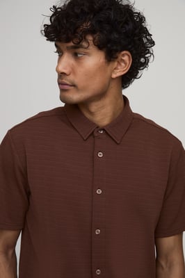 Short Sleeve Jersey Herringbone Shirt And Short Set