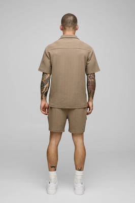 Short Sleeve Jersey Regular Herringbone Shirt And Short Set