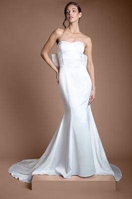 Dramatic Bow Ponte Fishtail Wedding Dress